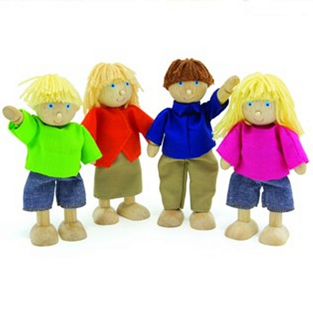 Pintoy Pintoy Dolls Familie freut sich über das Puppenhaus