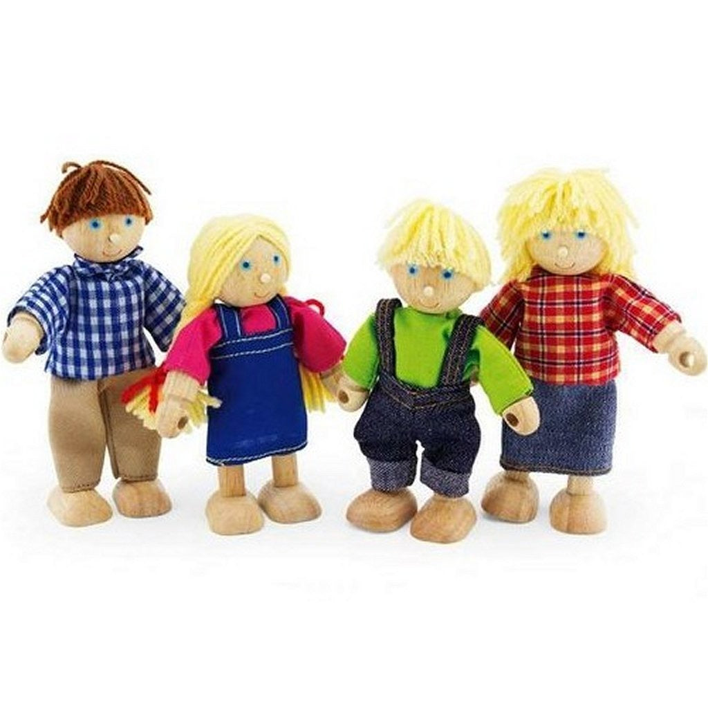 Pintoy hölzerne Bauernfamilienfiguren 4 Stück
