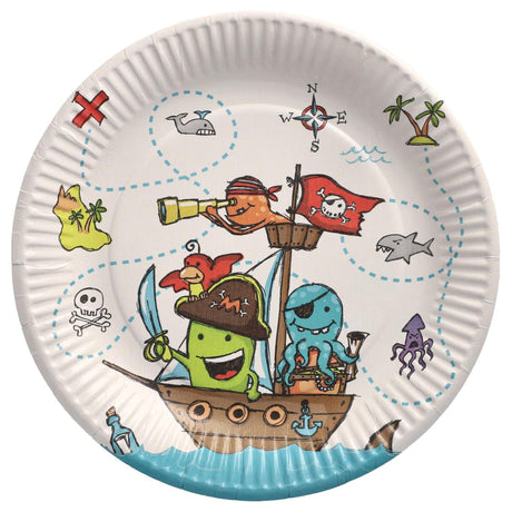 Papstar Set mit 10 Tellern Piratencrew aus Pappe Ø23cm