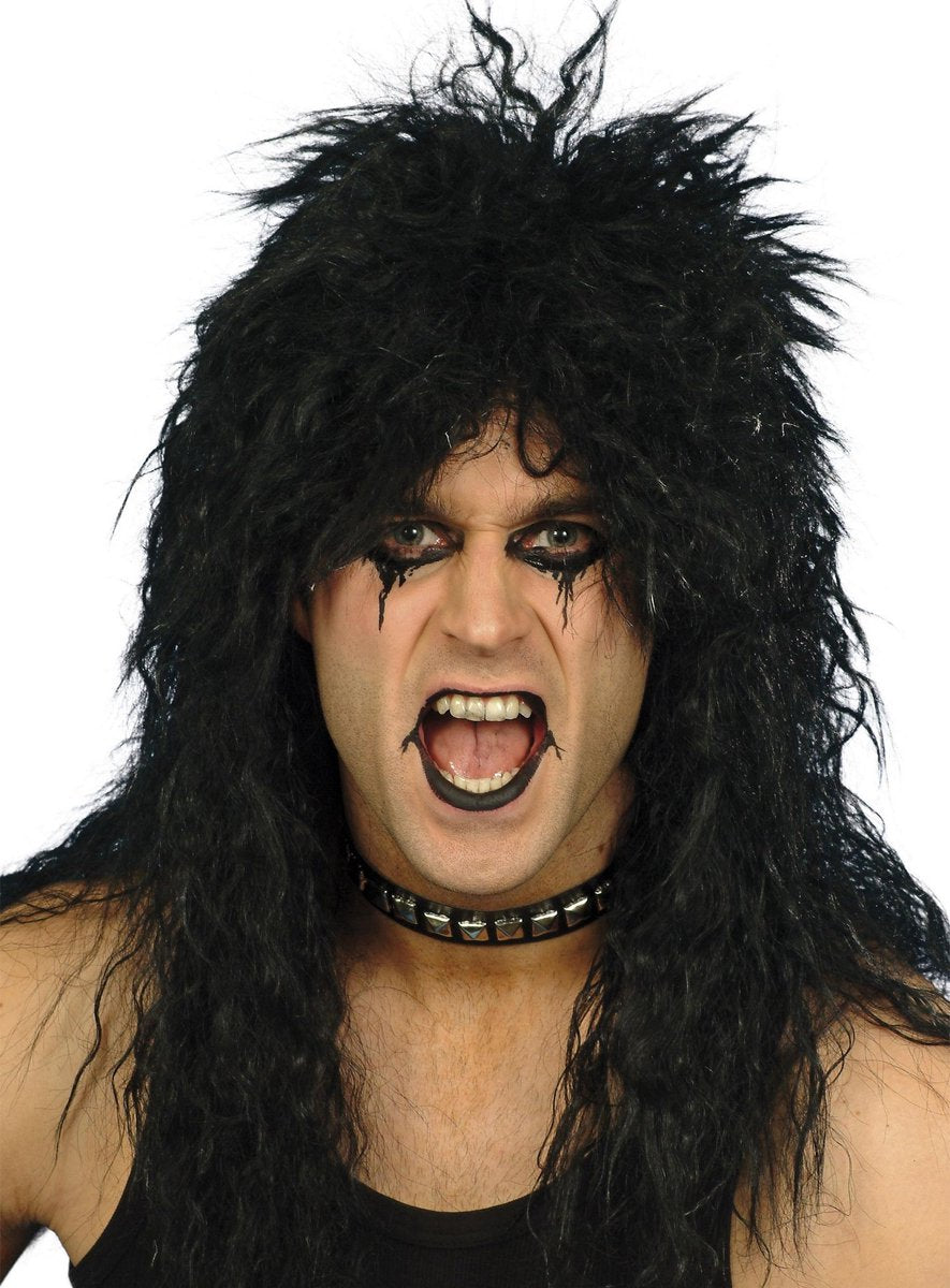 Smiffys Faschingsperücke - Rocker - Schwarz - Herrenperücke - Rockerperücke - Rockstar - Karneval
