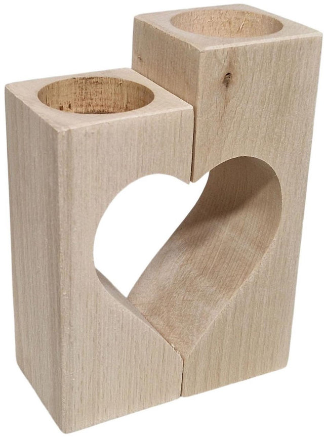 Playwood Teelichthalter Herzmotiv Buchenholz, 2 Stk.