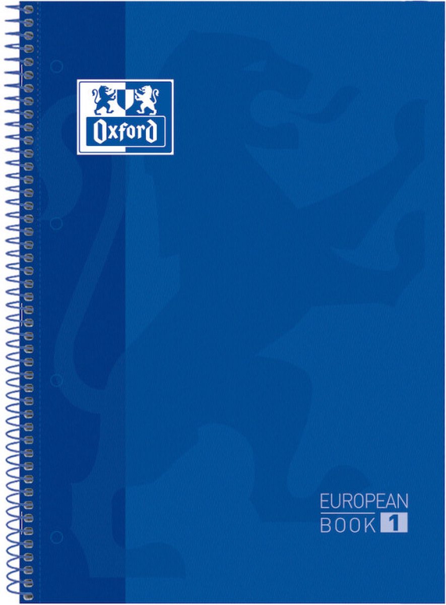 Oxford School Europeanbook – Notizbuch – farbiger Rand – A4+ – Diamant 5 mm – 80 Blatt – 4 Löcher – Hardcover – dunkelblau