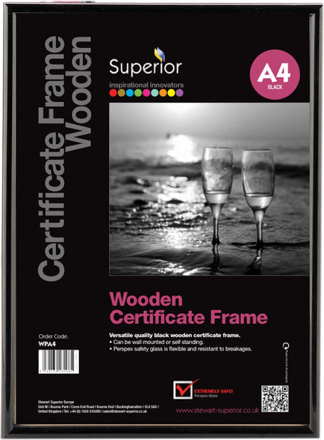 Seco Fotorahmen – A4 – 21 x 29,7 cm – Schwarz – 11 mm Rahmen – SE-WPA4
