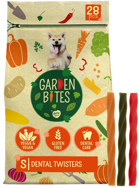 Garden Bites duvoplus – Dental Twisters Hundesnacks – Hundeleckerlis – vegetarisch, glutenfrei – klein, 28 Stück