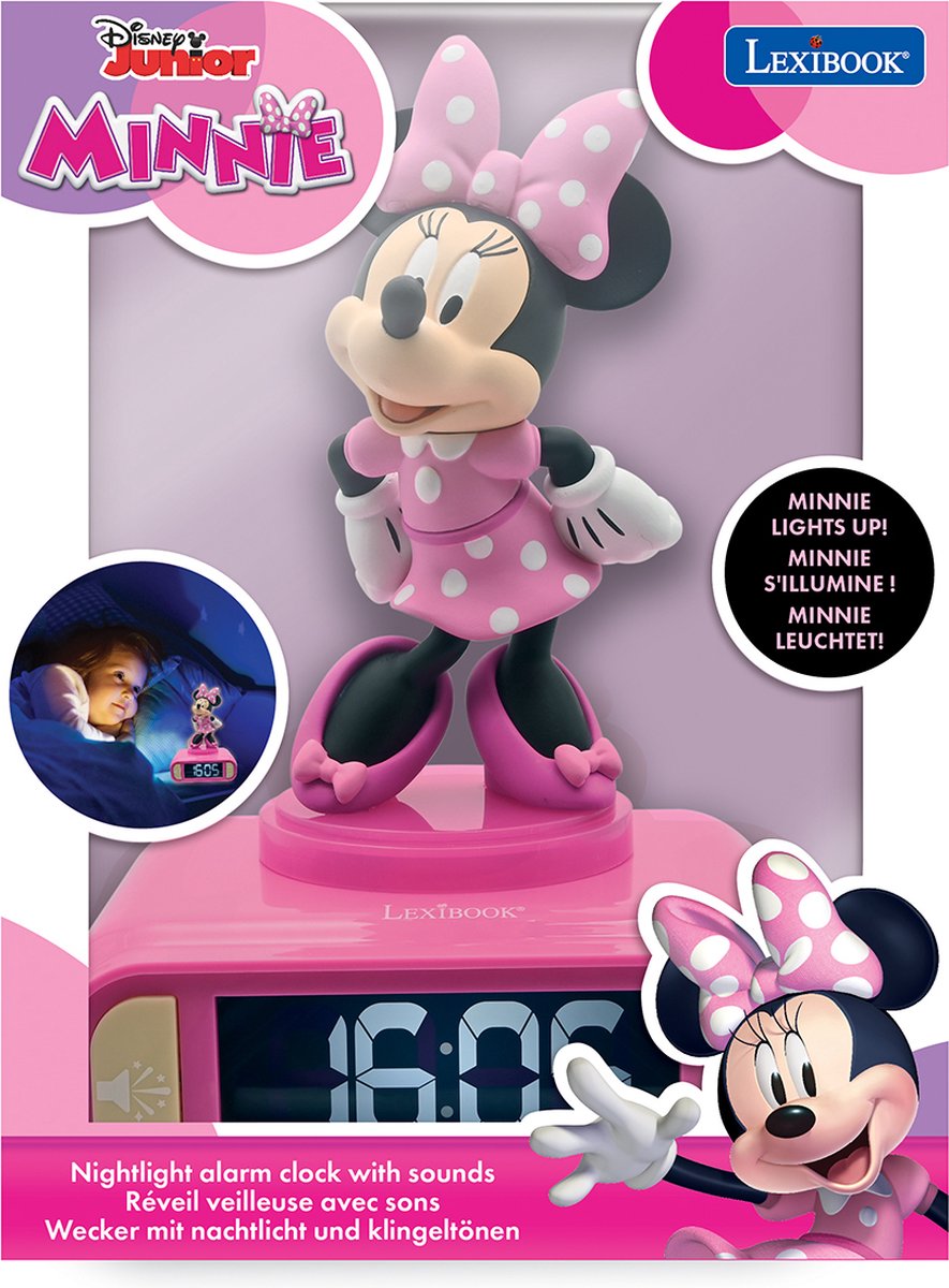 Lexibook Digitalwecker mit Minnie 3D-Nachtlicht und Soundeffekten