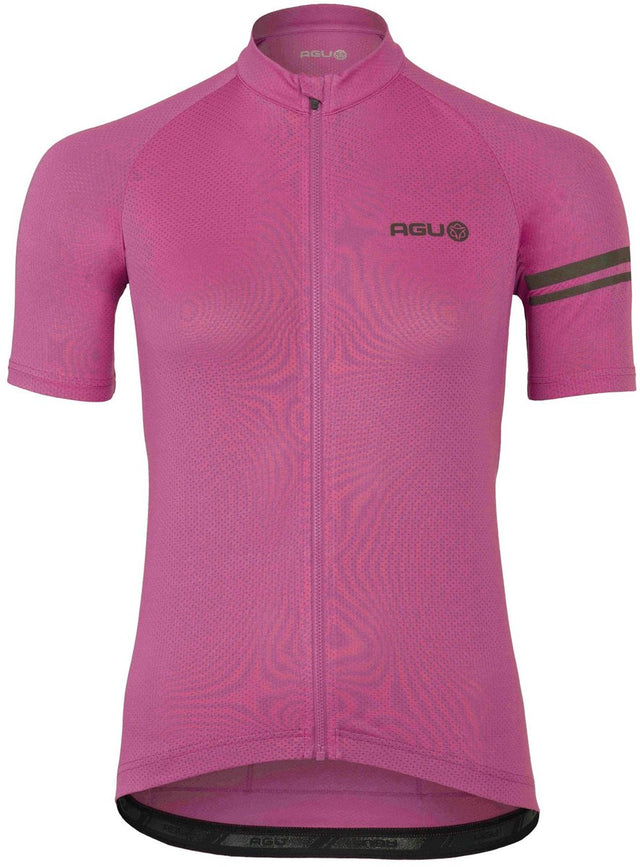 Agu core fietsshirt dames korte mouwen - electric fuchsia - drie achterzakken - ykk-rits over de hele lengte - sneldrogend interlock