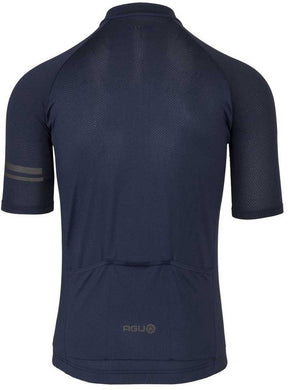 Agu core fietsshirt heren korte mouwen - deep blue - drie achterzakken - ykk-rits over de hele lengte - sneldrogend interlock