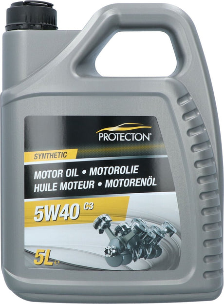 Protecton Motoröl 5w-40 c3 – synthetisch – für Benzin-, Flüssiggas- und Dieselmotoren – Kraftstoffeinsparung bei mittlerem Verbrauch – speziell entwickelt für Pumpe-Düse-Dieselmotoren – 5 Liter