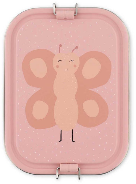 Trixie | Brotkasten groß - mrs. Schmetterling - RSV-Lunchbox für Kinder - leicht zu öffnen - Lunchbox - 2 Fächer - rosa