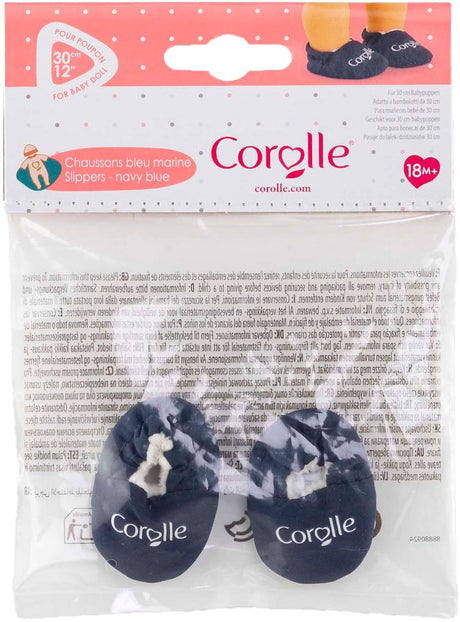 Corolle Babypuppenhausschuhe Marineblau - Puppenkleidung 30cm.