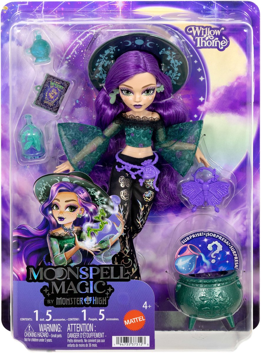 Mattel moonspell magic van monster high - willow thorne modepop - nature witch met accessoires