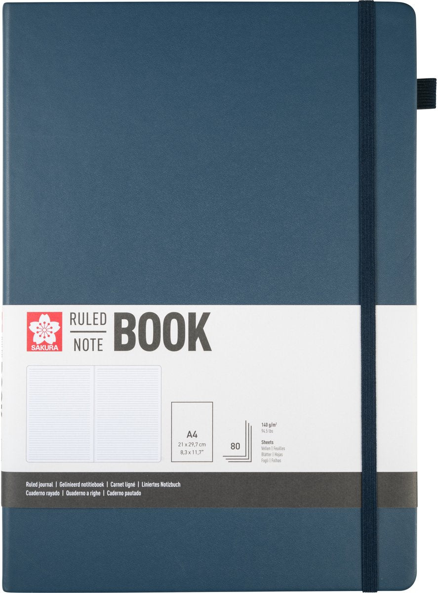 Sakura liniertes Hardcover-Notizbuch A4, dunkles Indigo