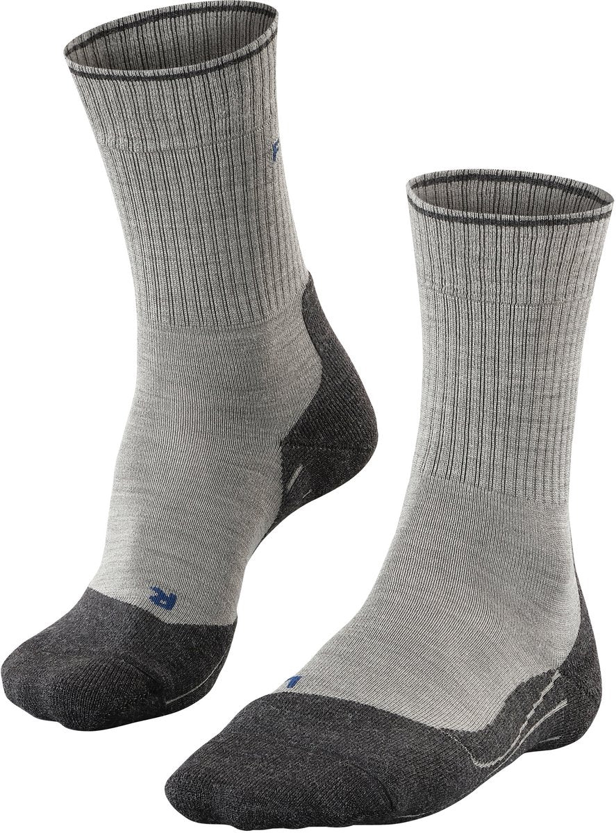 Falke tk2 explore wool silk medium padding wol functioneel materiaal wandelsokken dames grijs - maat 41-42