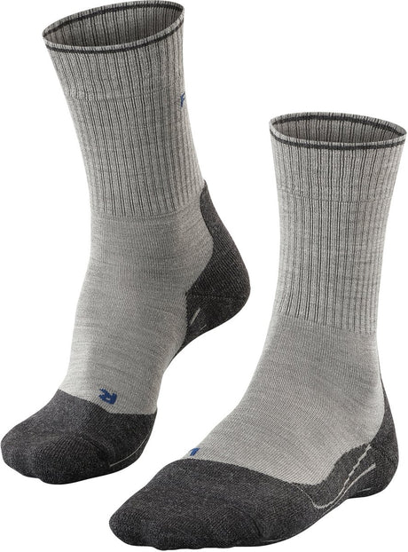 Falke tk2 explore wool silk medium padding wol functioneel materiaal wandelsokken dames grijs - maat 41-42