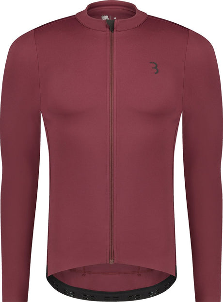 Bbb cycling essence ls - fietsshirt heren lange mouwen - 10-15 °c - ademend mtb en wielrenshirt met 3 achterzakken - donker rood m