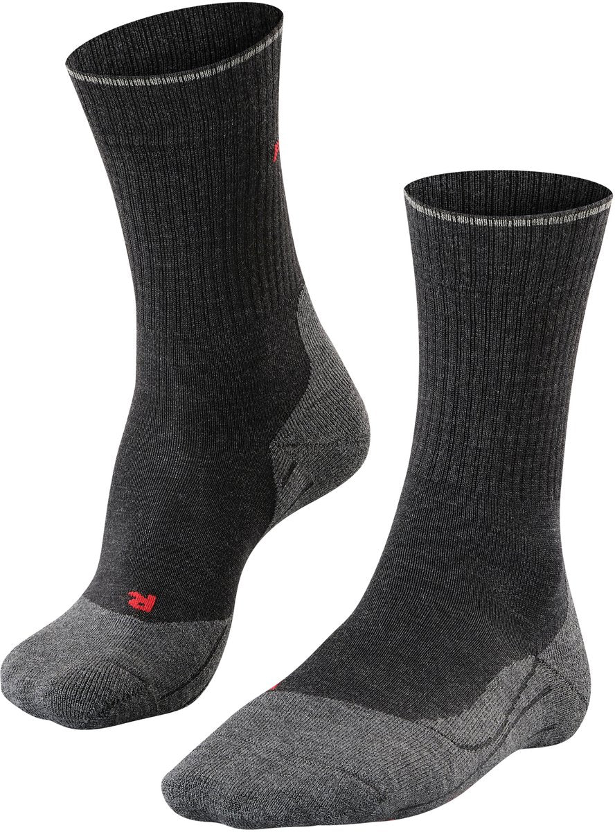 Falke TK2 Explore Wool Silk Medium Wattierung Wolle Funktionsmaterial Wandersocken Herren Grau – Größe 42-43