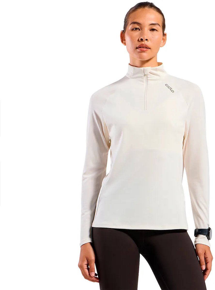 Odlo essential ceramiwarm sweatshirt met halve rits wit xl vrouw xl