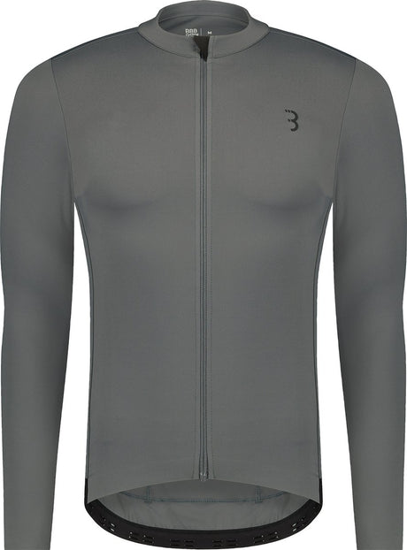 Bbb Cycling Essence LS - Radsportshirt Herren Langarm - 10-15 °C - atmungsaktives MTB- und Radsportshirt mit 3 Rückentaschen - Dunkelgrau xxl
