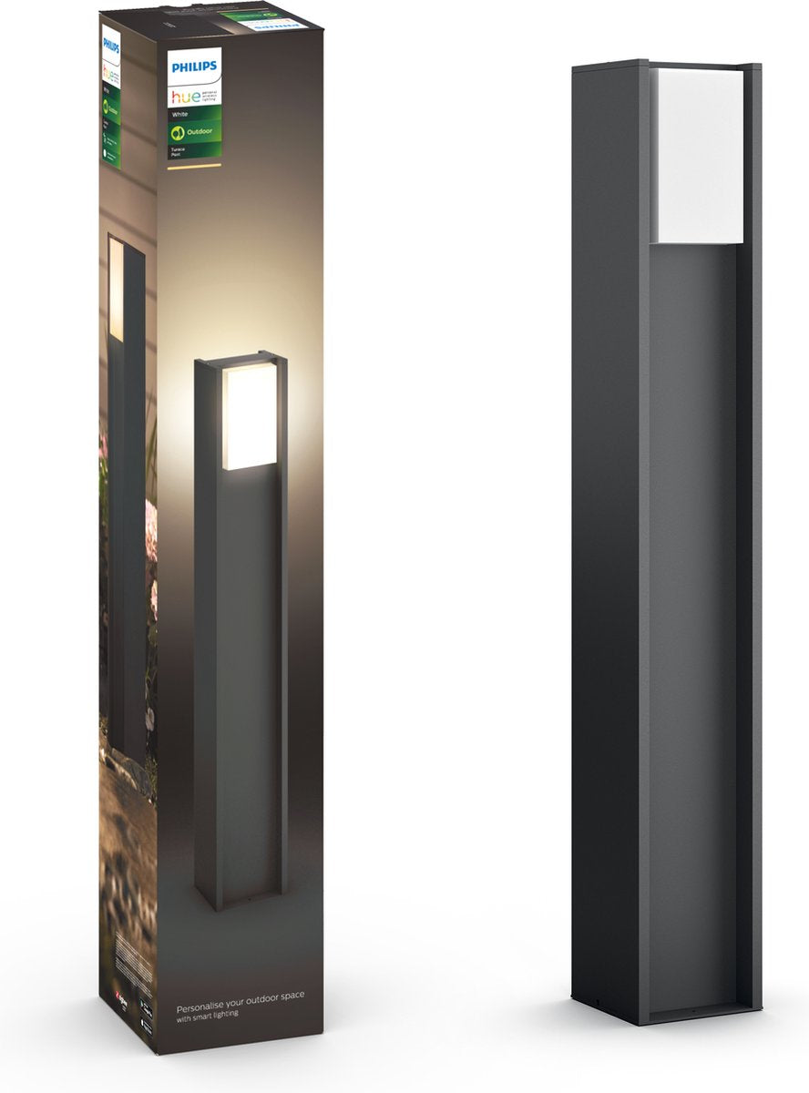 Philips hue turaco sokkellamp - warmwit licht - zwart - hoog