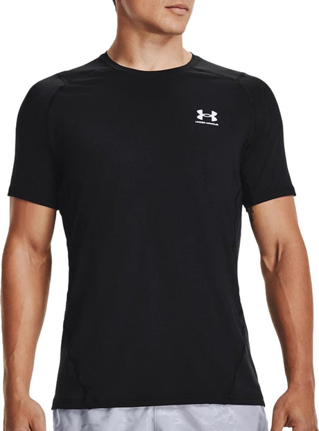 Under armour ua hg heatgear armour fitted short sleeve heren sportshirt - zwart - maat xxl