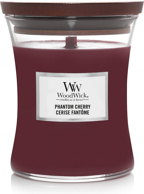 Mittlere Sanduhr-Duftkerze von Woodwick – Phantomkirsche – 60 Brennstunden
