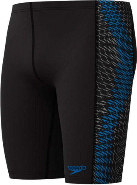 Speedo end+ tech panel jammer heren - chloorbestendige zwembroek heren - kleurvaste lange zwemshort heren - sportzwembroek heren bestand tegen olie en zonnebrandcrème - zwart blauw - s