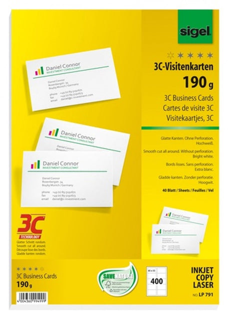 Sigel Visitenkarten A4 190 g m² mattweiß 40 Blatt