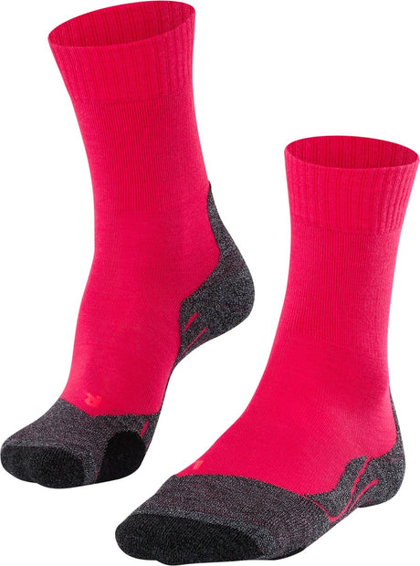 Falke TK2 Anti-Blister Wandersocken aus dickem Woll-Funktionsmaterial Damen Rot – Größe 37-38