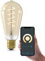 Calex slimme led lamp - e27 - wifi verlichting - filament - st64 - smart lichtbron goud - dimbaar - warm wit licht - 7w
