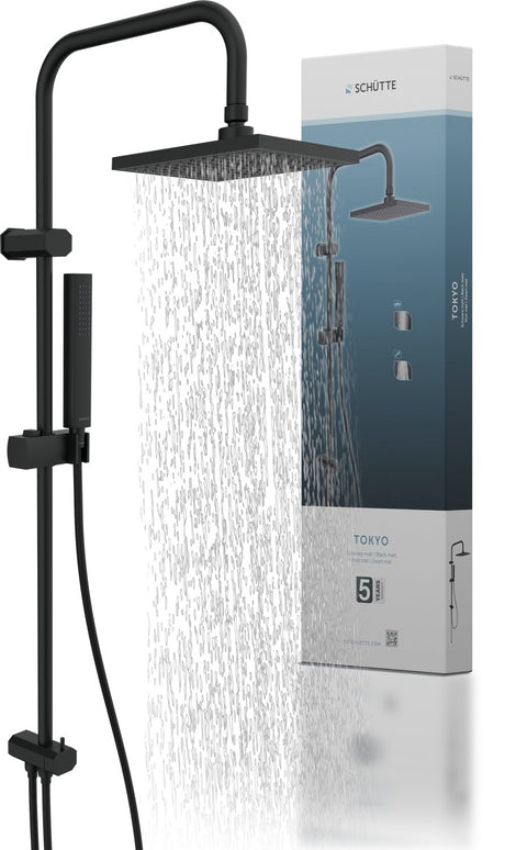 Schütte Tokyo Duschsystem - Regenbrause - 99 cm Stange - Mattschwarz