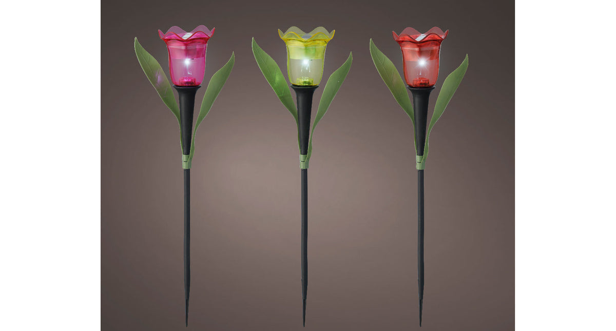 Solar stake light plastic steady 3col ass dia5.7cm x h.31.2cm