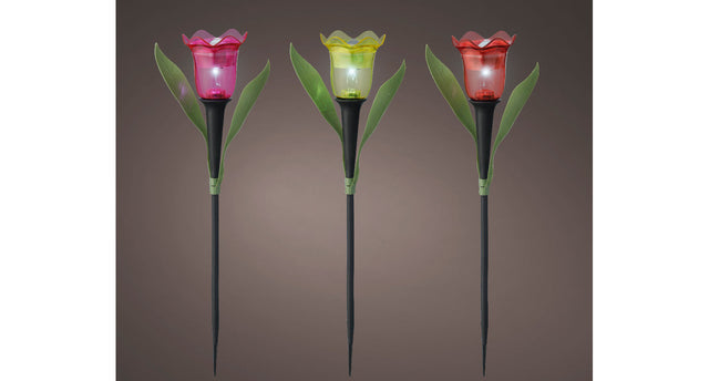 Solar stake light plastic steady 3col ass dia5.7cm x h.31.2cm