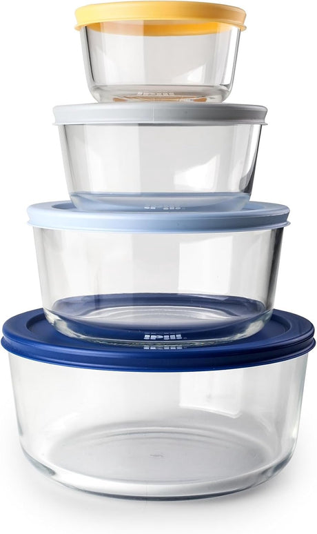 Merkloos sans marque set van 4 ronde glazen voedselcontainers met deksel