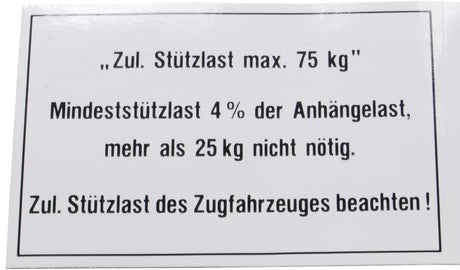 Bünteplatte statische Belastung Fahrradanhänger Belastungsplatte 75 kg 105x74 mm