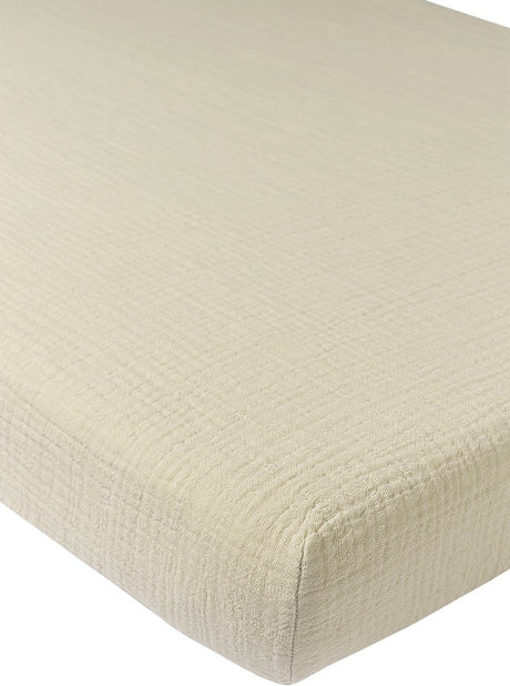 Meyco Baby Uni Spannbettlaken für Kinderbett – vorgewaschen, hydrophil – weicher Sand – 40 x 80 cm