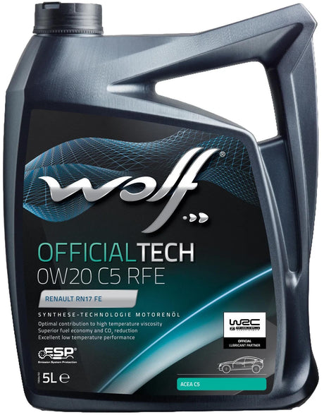 Wolf Motoröl offizielltech c5 rfe. Motoröl 0w20 5l Off.Tech C5 RFE