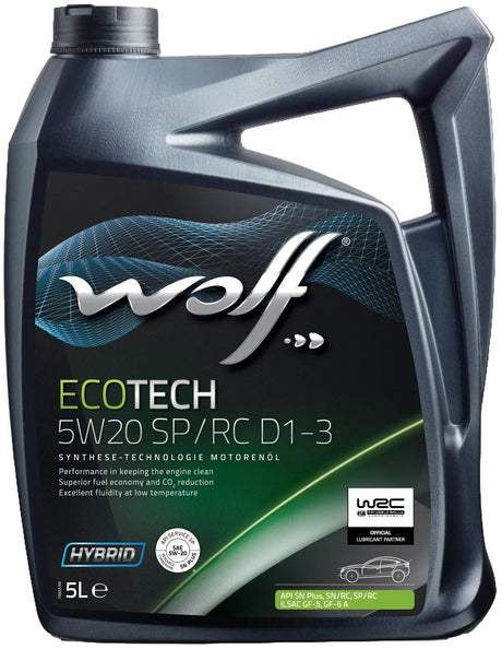 Wolf Motoröl Ecotech SP RC D1-3. Motoröl 5w20 5l Ecotech SP RC D1-3