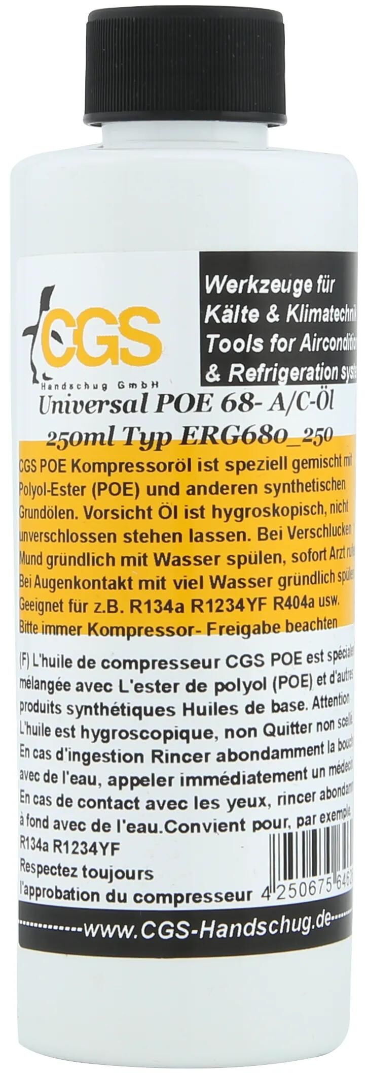 CGS-Klimakompressoröl Uni-Kältemittelöl 250 ml für alle Kältemittel