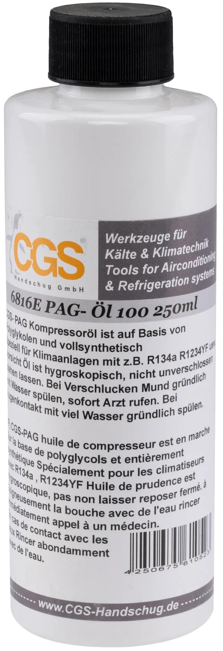 CGS-Klimakompressoröl Pag-Öl. Seite Öl 250ml ISO100