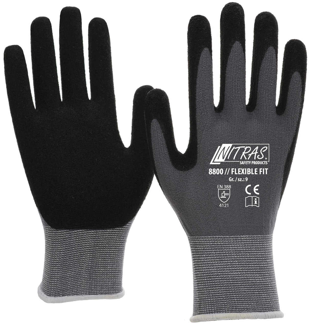 Nitras Safety Nitras Feinstrickhandschuh Flexible Passform Handschuhgröße 10 Strick Grau SW Flexible Passform