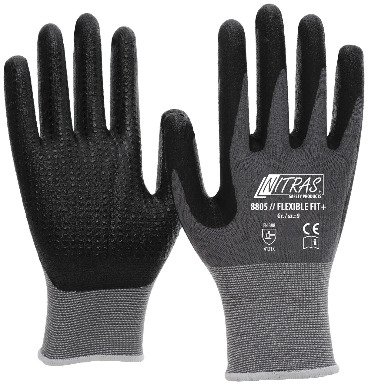 Nitras Safety Nitras Mechanikerhandschuh Flexible Fit+ Handschuhgröße 11 Noppen Grau SW Flexible Fit+