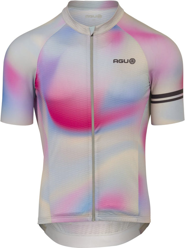 Agu gradient swirl - fietsshirt heren - wielrenshirt - zomer - aerodynamisch - gerecycled polyester - waterdicht zakje - multicolour - xxl