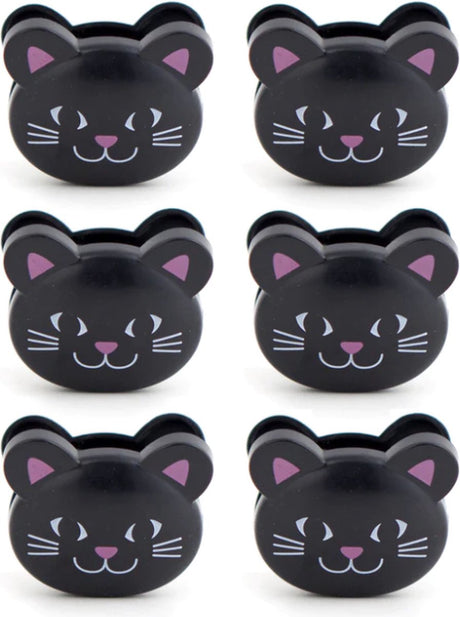 Kikkerland kat bag clips (set van 6) - zwart van