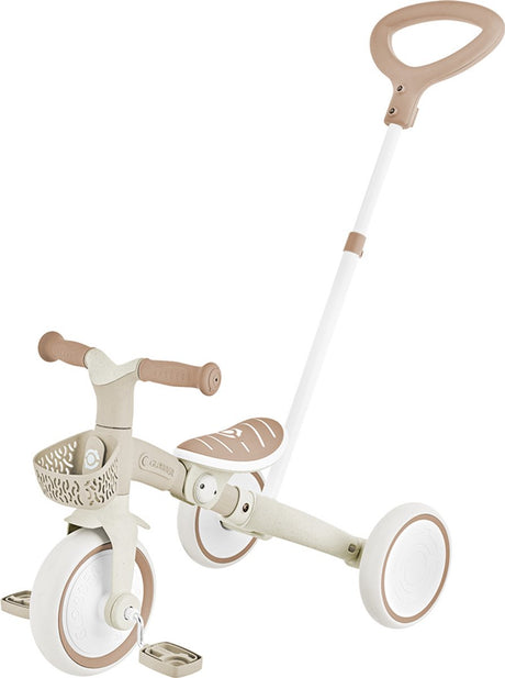 Globber 3in1 Dreirad und Heimtrainer – Lerndreirad – 12 bis 36 Monate – recycelter Kunststoff – Sandfarbe