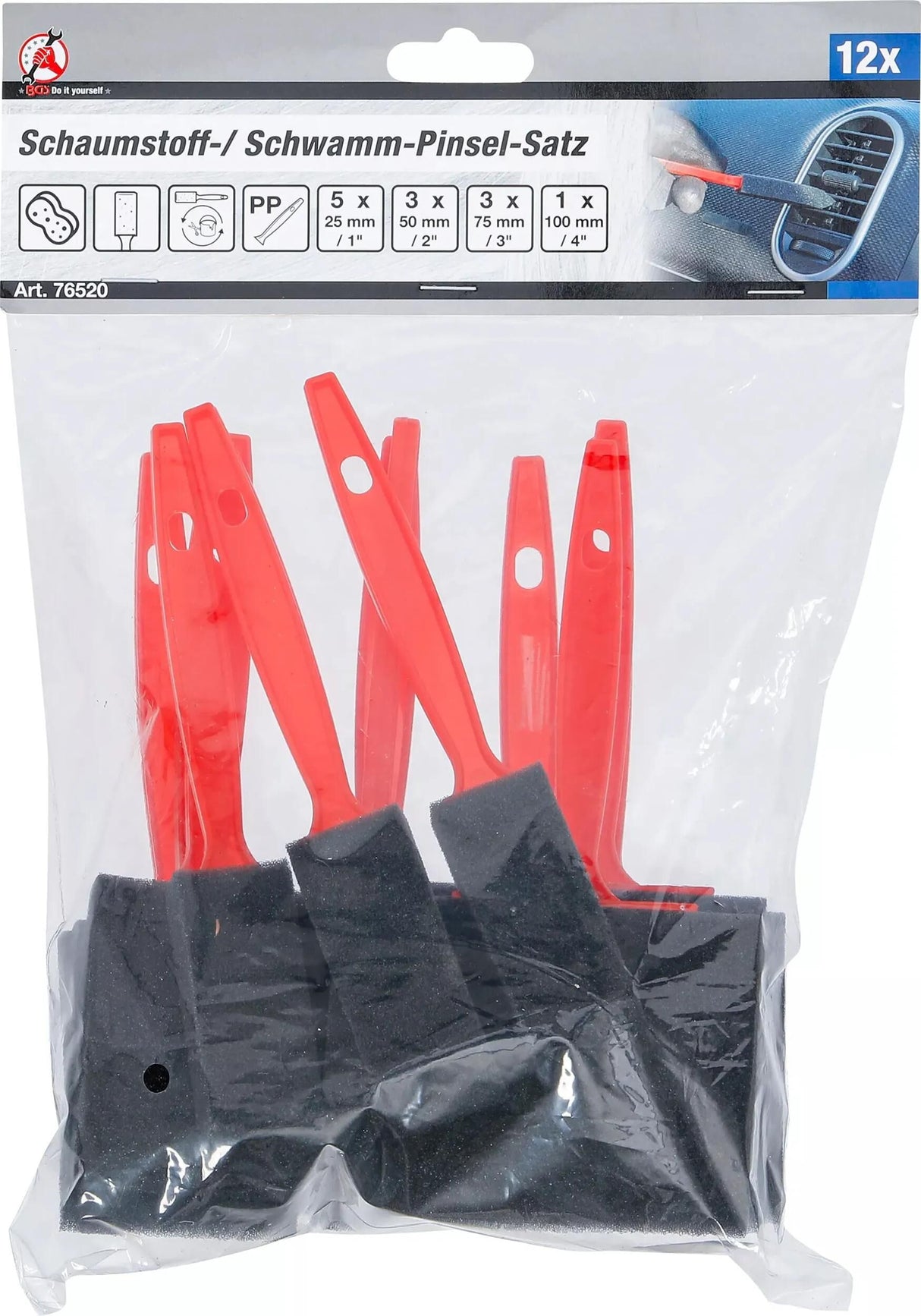 BGS Technic Bürsten-Set, Schaumstoff-Schwammbürsten. Schaumstoffbürsten-Set bgs