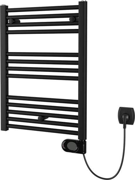 Plieger elba elektrische handdoekradiator – handdoek verwarmer – met klokthermostaat – 70.2 cm x 50 cm – 300 watt – mat zwart