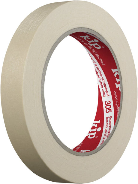 Kip 305 – Masking-Tec Abdeckband – beige 30 mm x 50 m – bewährtes Feinkreppband mit Naturkautschuk-Kleber für gute Haftung auf glatten und unebenen Oberflächen – für kurzfristige Abdeckarbeiten im Innenbereich – temperaturbeständig bis 80 °C