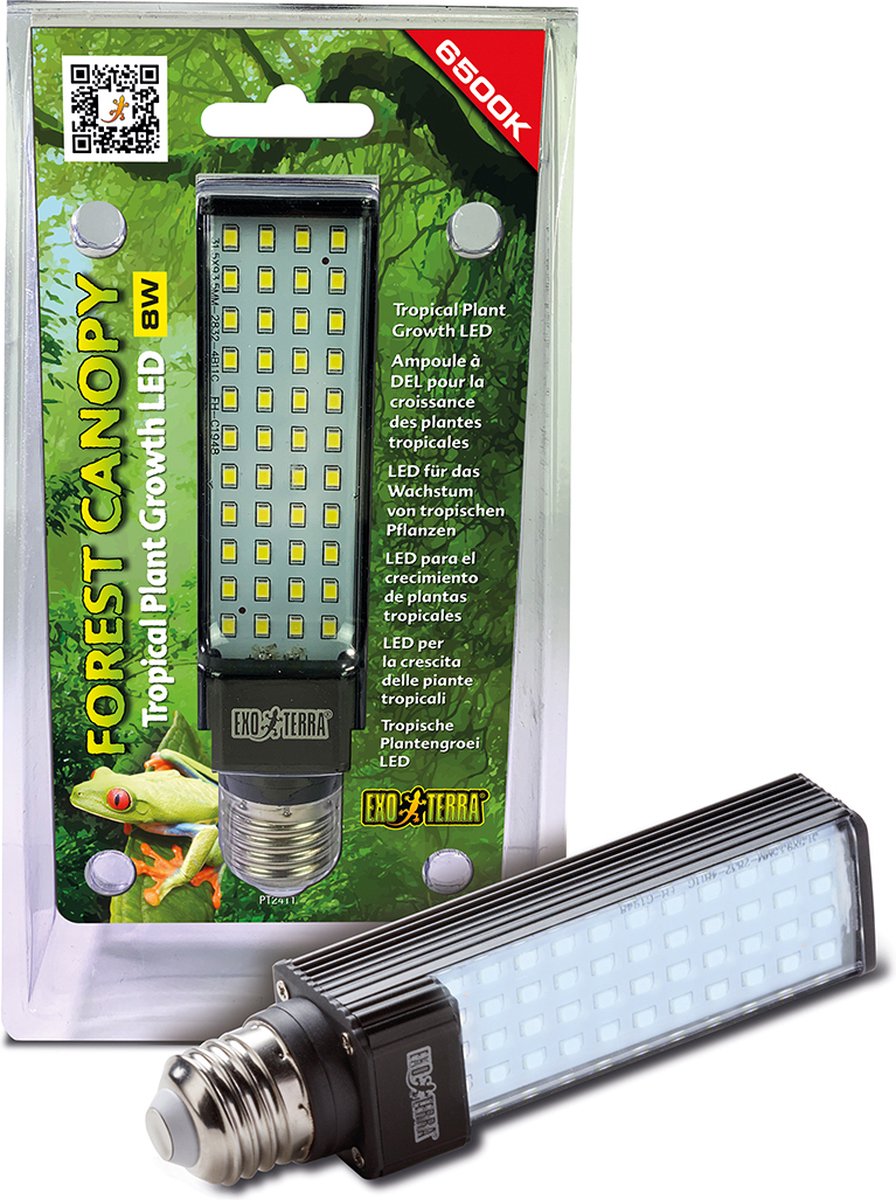 Exo terra - verlichting - reptielen - forest canopy led 8w 6500k 220-240v - 1st