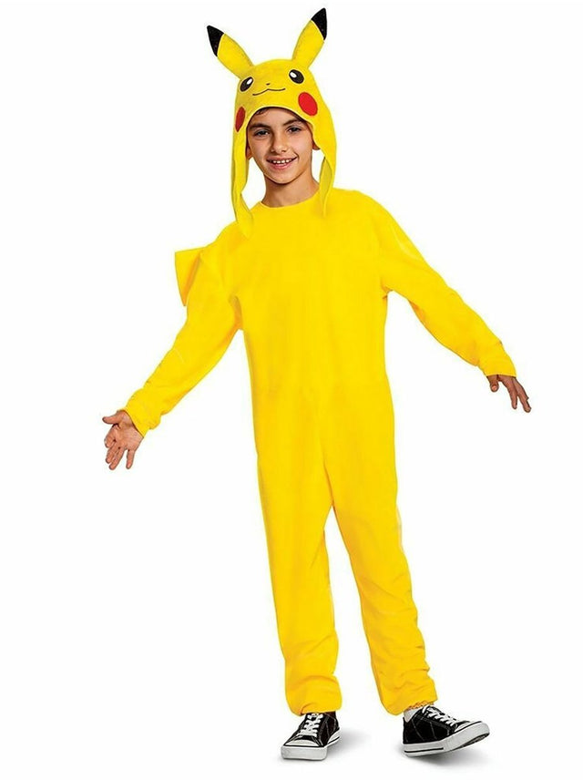 Verkleidung Pokémon, Pikachu Overall mit Kapuze Deluxe, Größe M (7-8 Jahre)