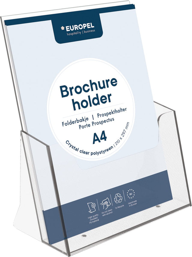 Europel Prospektablage – Flyer – A4 – 21 x 29,7 cm – glasklare Präsentation – Messen und Büros